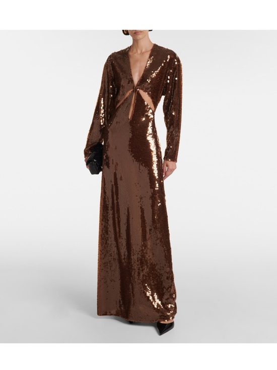 Christopher Esber Dresses & Skirts - Christopher Esber Brown Sequin Long Sleeve Gown